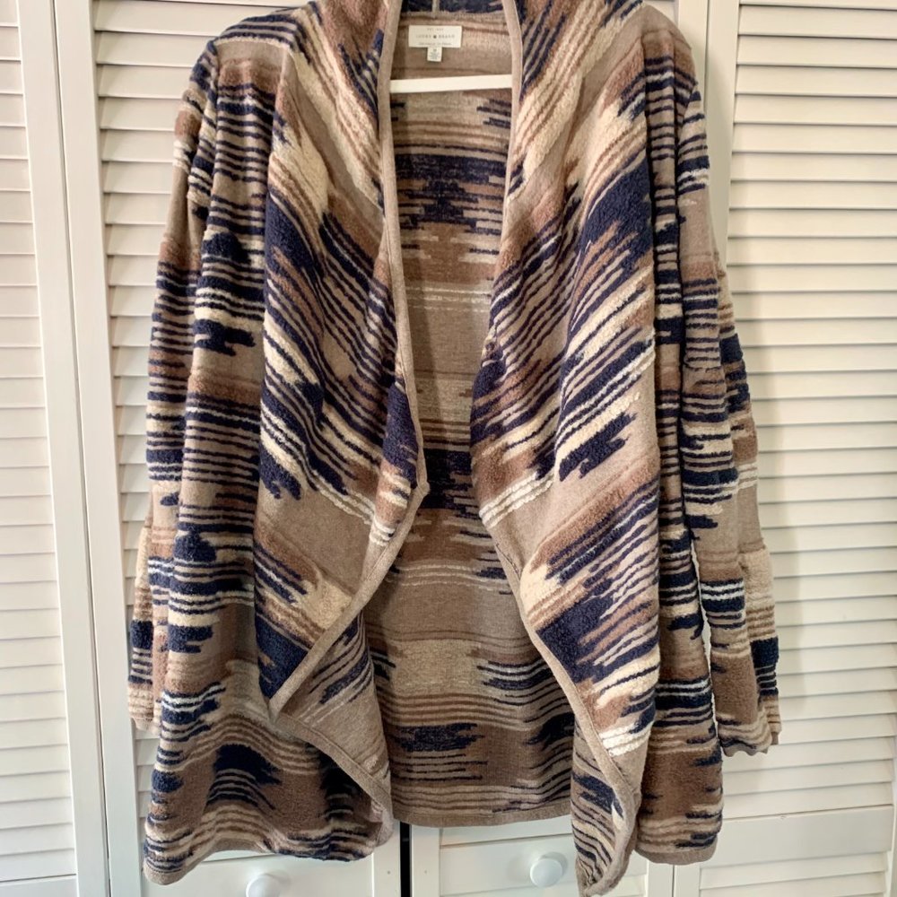 Lucky Brand Open Front Aztec Print Cardigan